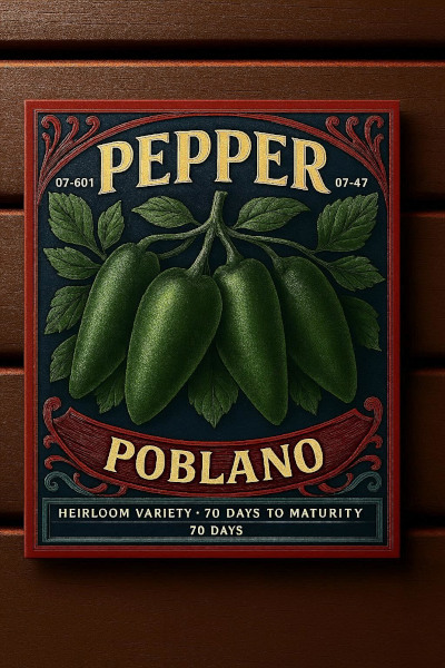 Large, dark green Poblano pepper