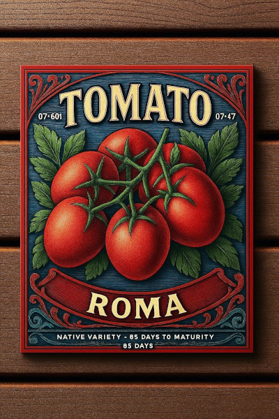 Ripe red Roma tomatoes on the vine